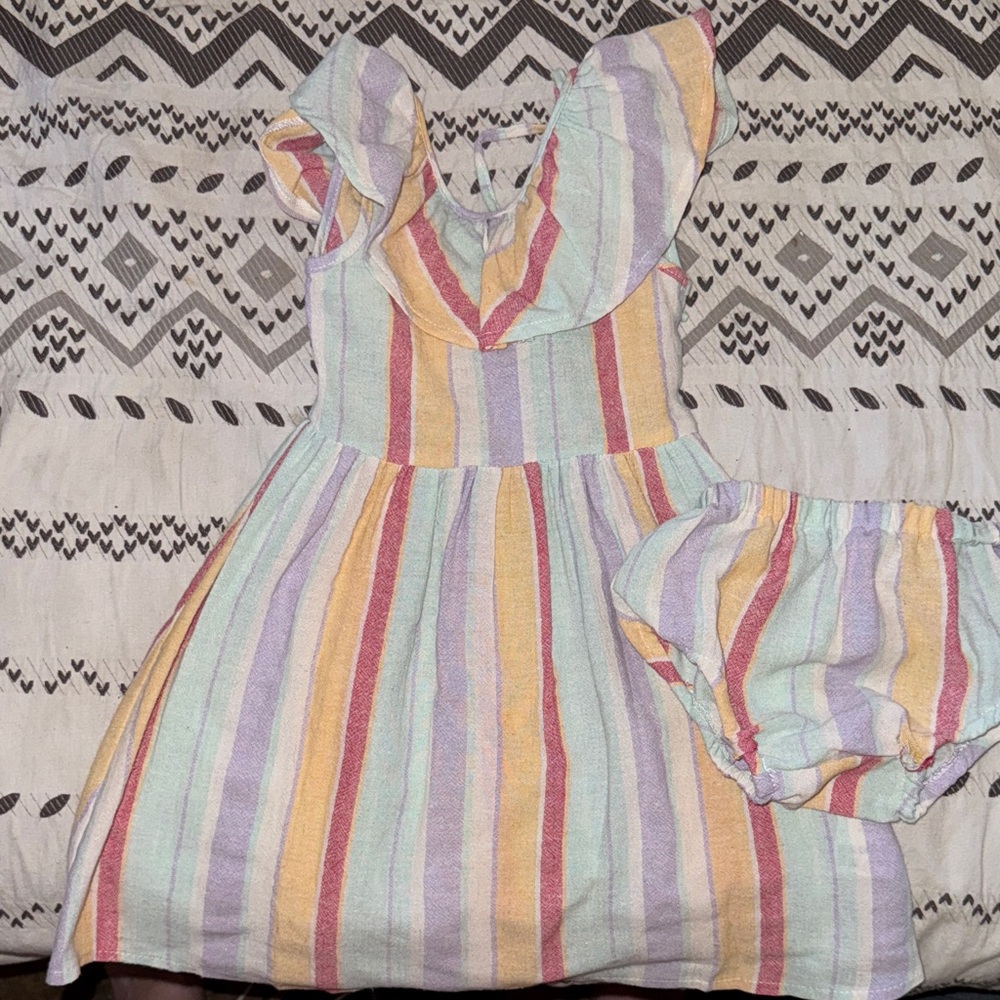 Colorful Striped Kids Casual Dress